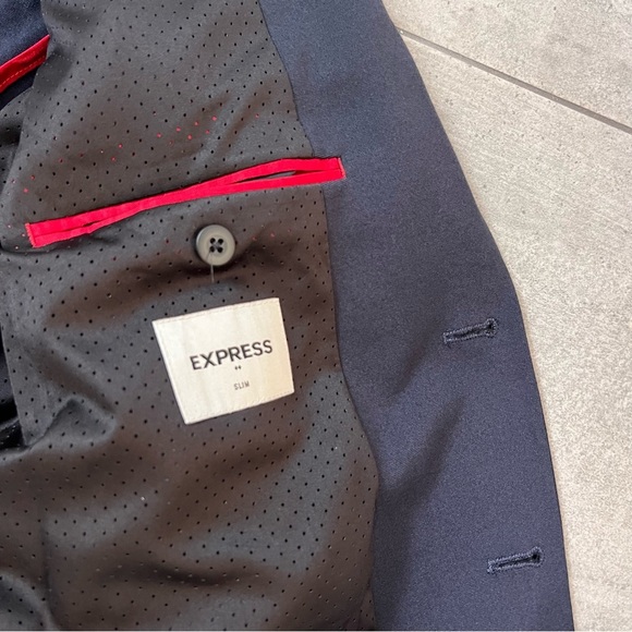 Express Performance Navy Blue Slim Sport Coat Size 44R - Picture 11 of 11